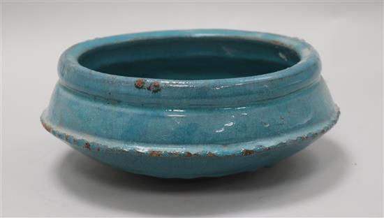 A Chinese turquoise glazed bowl, Jun style